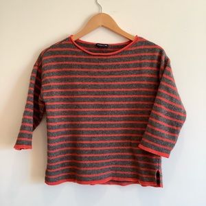 Eileen Fisher Grey Orange Striped Sweater